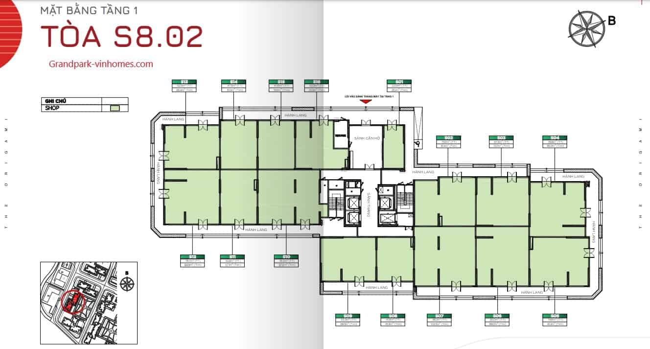 Mặt bằng căn hộ The Origami S802: Xem chi tiết bố cục, diện tích
