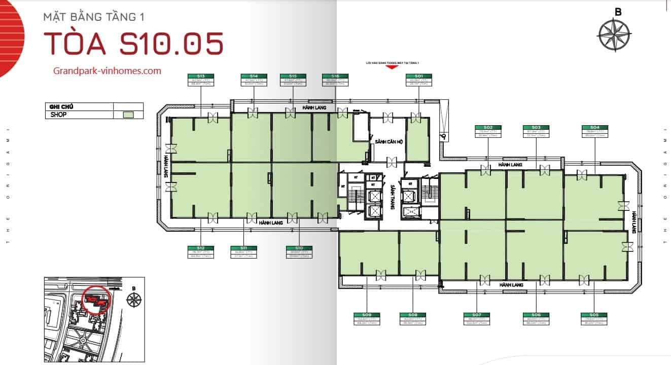 Mặt bằng S1005 The Origami Vinhomes Grand Park: Xem chi tiết, chọn căn hộ ưng ý