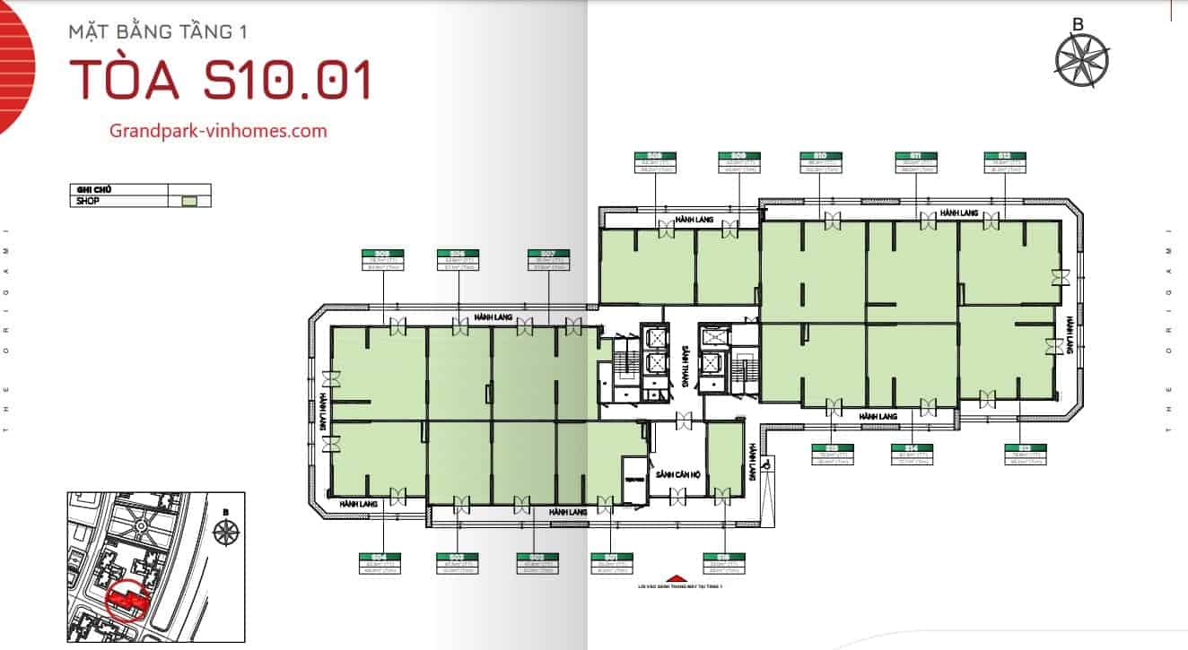 Mặt bằng The Origami S1001 Vinhomes Grand Park: Xem chi tiết, chọn căn hộ ưng ý