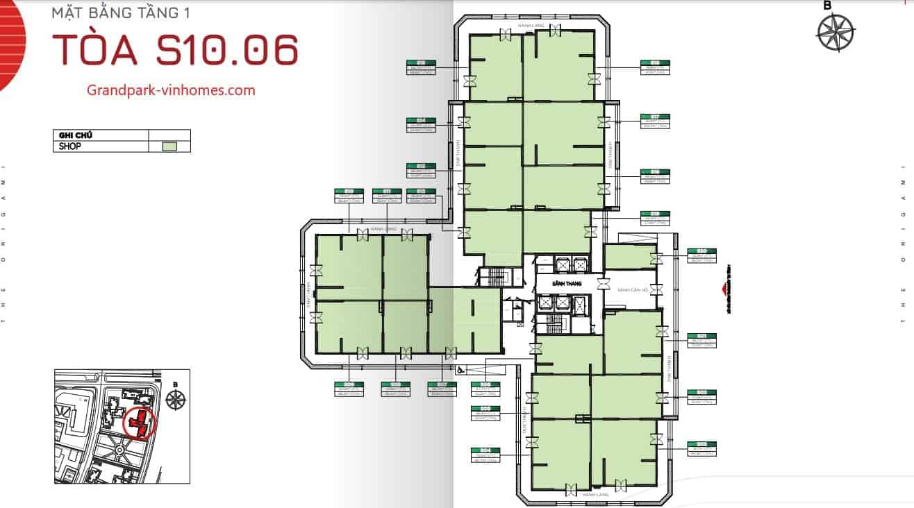 Mặt bằng The Origami S1006 Vinhomes Grand Park: Xem chi tiết, chọn căn hộ ưng ý