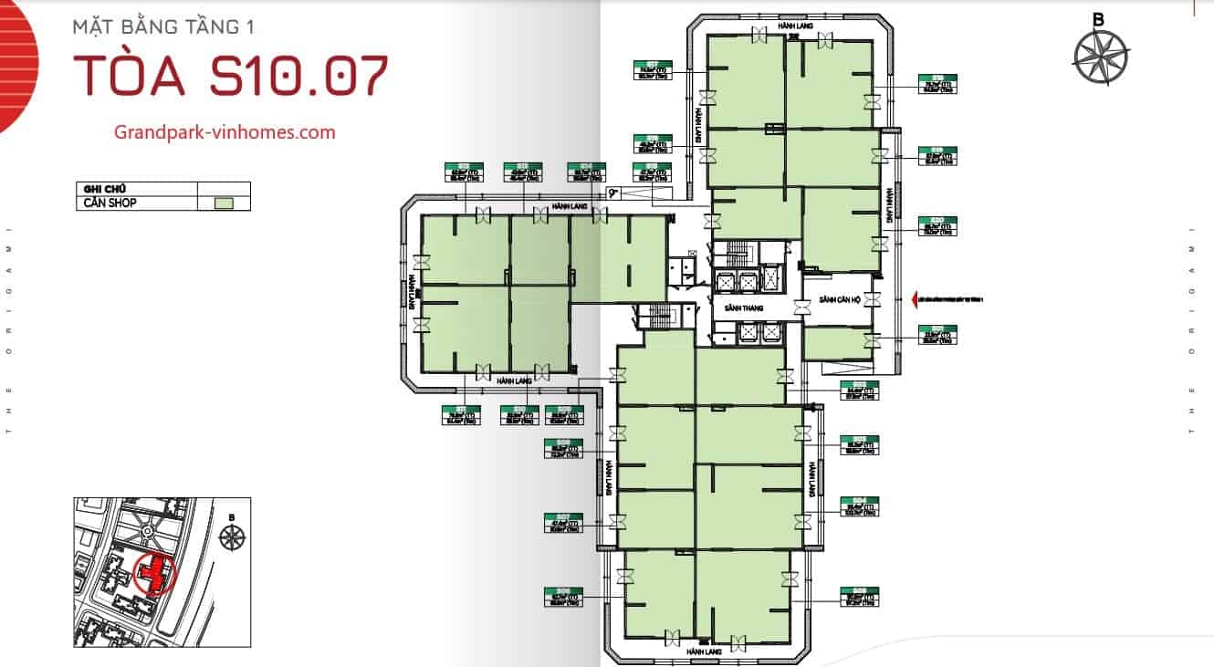 Mặt bằng The Origami S1007: Xem chi tiết căn hộ, bố cục thông minh