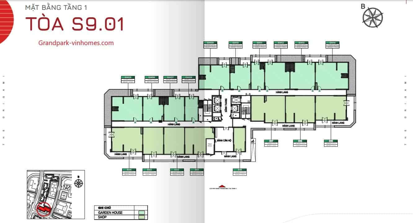 Mặt bằng The Origami S901 Vinhomes Grand Park: Xem chi tiết, chọn căn hộ ưng ý